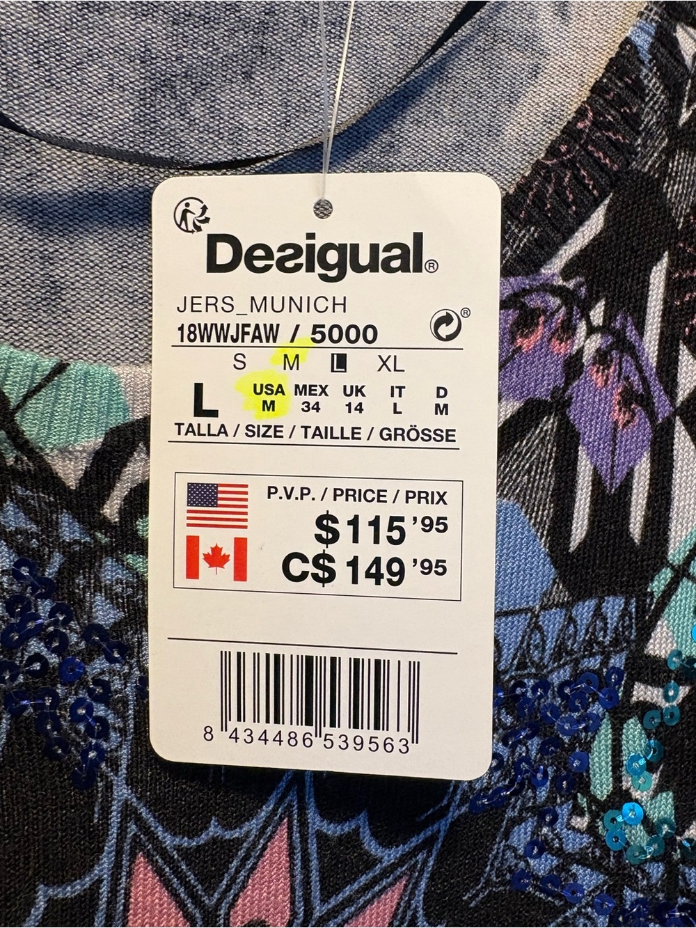 Desigual Long-Sleeve Top with Multicolor Print - Picture 4 of 9